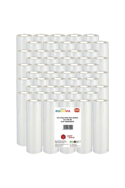 Urgent Horeca Set of 50 rolls of embossed vacuum bags, dimensions 150x5000 mm, thickness 85 microns, Sous Vide preparation