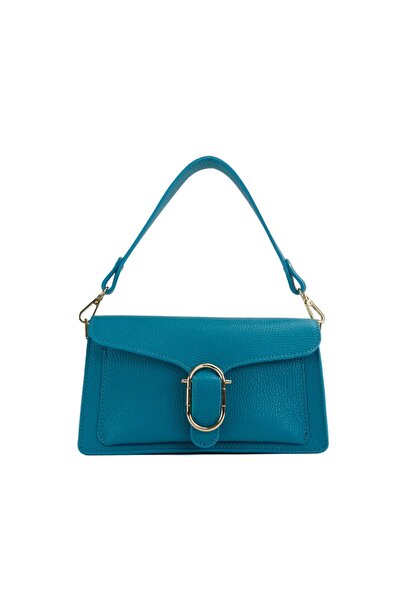 Posete Fagaras Anabelle Leather Purse - Turquoise, 3 compartments, 2 straps, 1 pocket