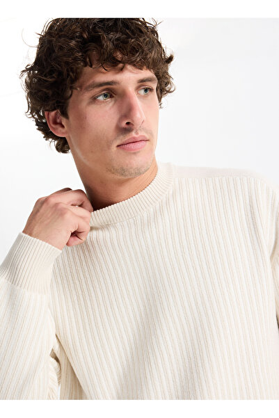 BOSS Bisiklet Yaka Relaxed Bej Erkek Kazak Koltorp