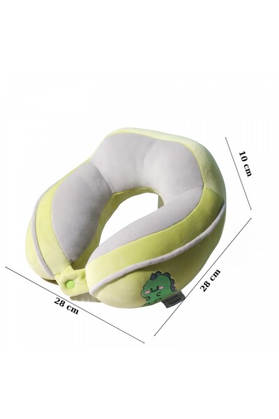 Flippy Travel Pillow for Neck and Head, Cotton Filling, 28x28x10 cm, Green Crocodile
