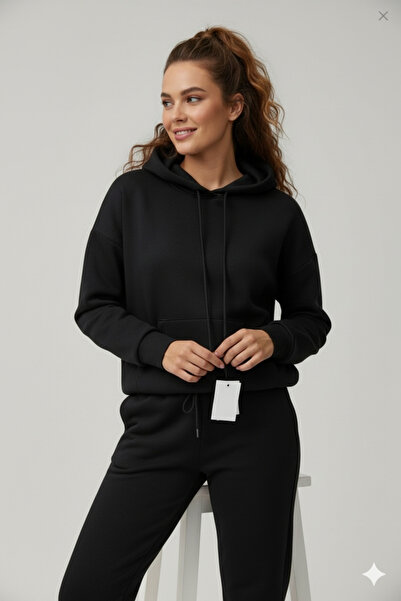 dwnwear Plain 3-Thread Cotton Fabric Winter Unisex O Oversized Women Men Long Sleeve Bottom-Top Tracksuit Set