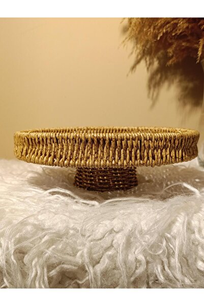 Paganca Wicker Rattan Footed Tray Serving Tray Round