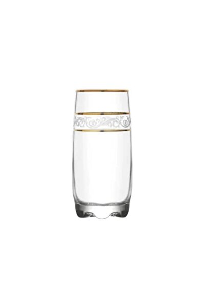 LAV Adora Gold Long Drink Glasses, Set of 6, 390 ml, Elegant Glass with Gold Details