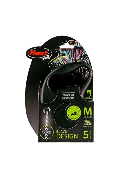 Flexi Dog Lead BLACK DESIGN 5 m Size M Silver