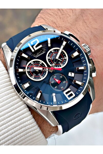 Quantum Functional Navy Blue Color 10 Atm Water Resistant Silicone Cord Steel Case Men's Wristwatch 1076.399Mr