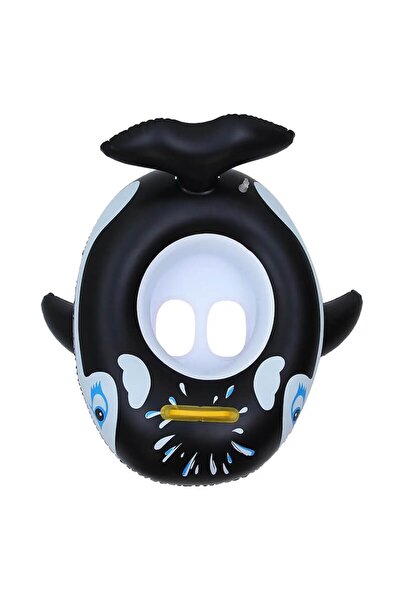 Edman Summer Fish Inflatable Swim Ring with Child Seat, Fish-Shaped, Black