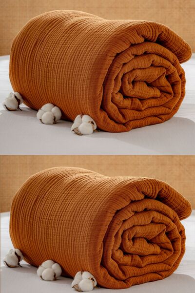 MYLASA HOME Muslin Bedspread Ultra Soft High Quality 4 Layers Muslin Pike (Single Size (240X280 cm)