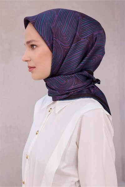 Belli Geometrik Desen Twill İpek Eşarp 4209d