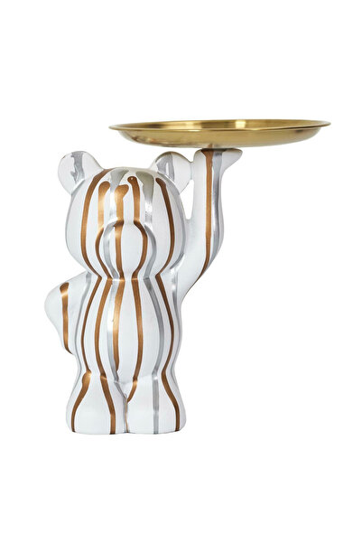 Other Figurină ursuleț de pluș cu tavă de depozitare, albă