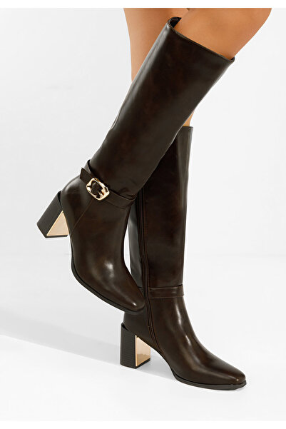 B T Shoes Μπότες με χοντρό τακούνι Aurenza καφε