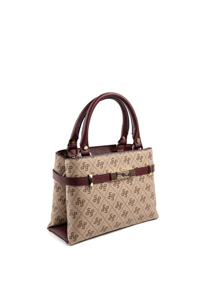 Silver Polo Silver & Polo Dark Beige - Burgundy SP1149 Handbag