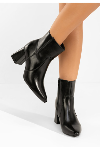 B T Shoes Botine cu toc gros Tavria negre