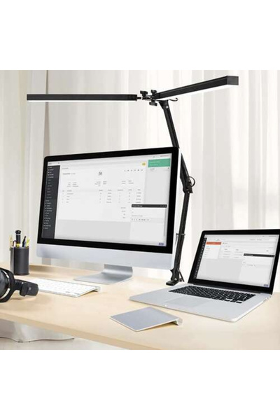 Selgot Lampă de birou dublă cu 168 LED-uri, 3200K-6000K, intensitate și braț ...