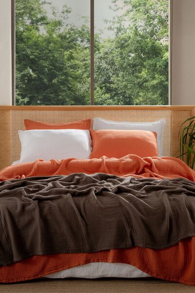 MYLASA HOME Muslin Bedspread Ultra Soft High Quality 4 Layers Muslin Pike (Single Size (240X280 cm)