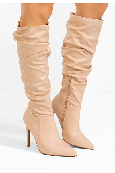 B T Shoes Cizme cu toc subtire Esmaria bej