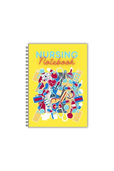 Pagina de Nursing “Nursing” dictando A4 notebook with metal spiral and medical motifs