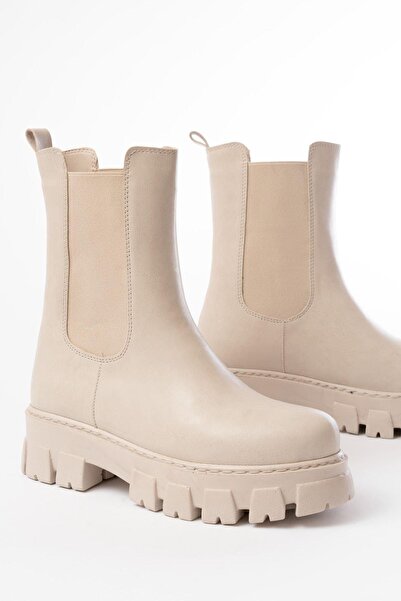Aymood Fz-299 Beige High-Top Elastic Daily Women's Boots