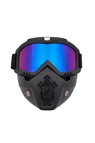 Edman Mască de protecție a feței din plastic dur ND03 cu ochelari de schi, lentilă colorată