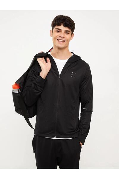 LC Waikiki XSIDE ACTIVE Siyah Slim Fit Kapüşonlu Erkek Spor Hırka