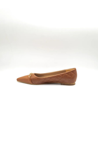 LOVE SHINE Aloria Women's Quilted Chain Buckle Ballerina Flats Modern Detailed Design