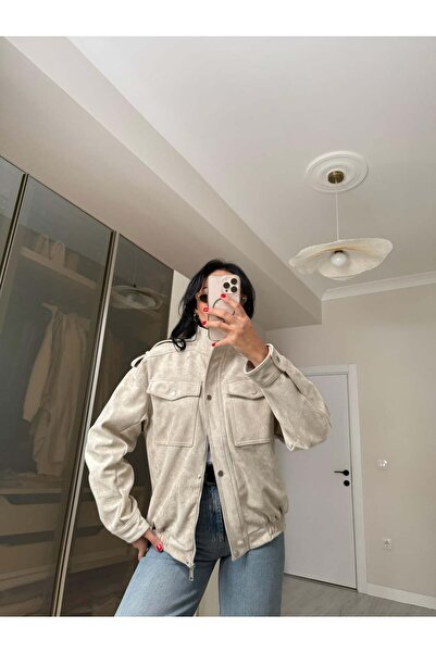 Mila Premium Apoletli Süet Ceket