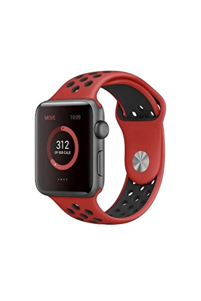 Edman Silicone Sport Band for Apple Watch (38/40/41/42/44/45/49 mm), Size L, Red/Black