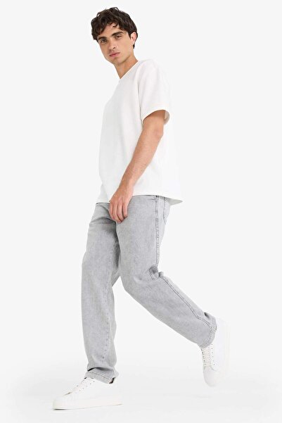 DeFacto Yazlık Wide Leg Geniş Kalıp Beli Lastikli Geniş Paça Jean Kar Yıkamalı Pantolon F3905AX25SM