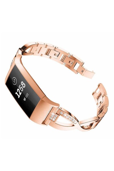 Edman luxury metal strap for Fitbit Charge 3, Rose Pink
