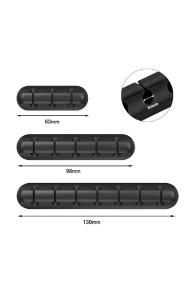 Edman Cable Organizer Set, 3 Pieces, 3 Sizes, Self-adhesive, Black