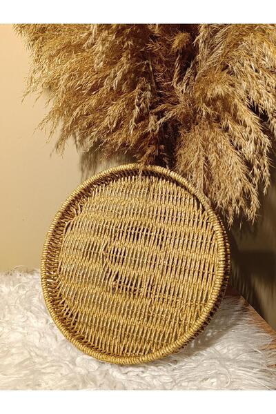 Paganca Wicker Rattan Footed Tray Serving Tray Round