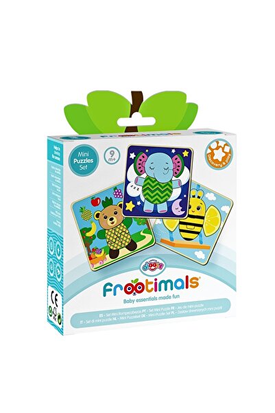 FROOTIMALS Set de 3 mini puzzle-uri din lemn,