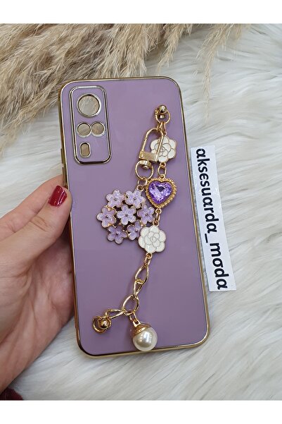 ZB Aksesuarda Moda Vivo Y31 2021 Compatible Flowered Stone Laser Cut Shiny Case