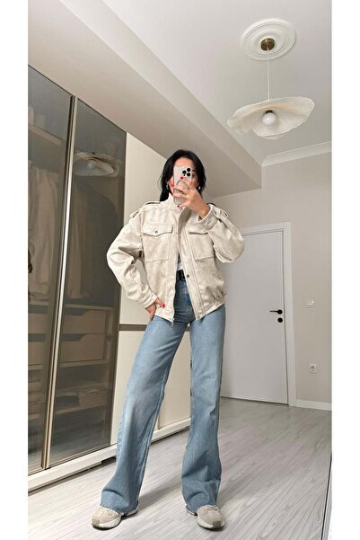 Mila Premium Apoletli Süet Ceket