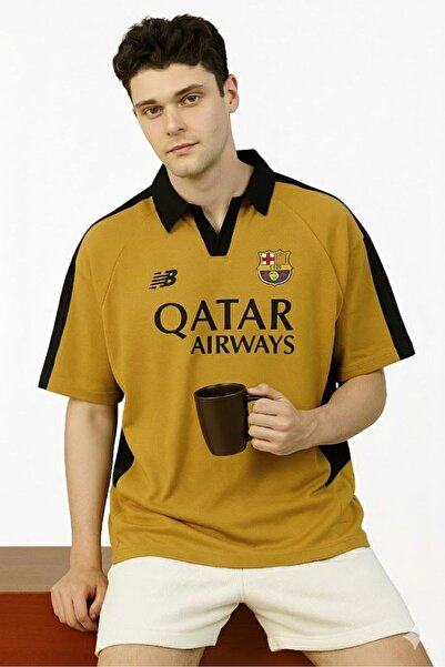 STITCH by MH Men's FC Barcelona-Inspired open flacket style Oversized T-shirt