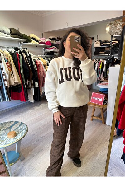 ALVWOMAN Soul Embroidered Oversized Sweatshirt Ecru Color