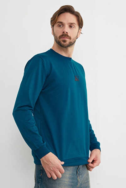 Fulla Moda Üçgen Baskılı Bisiklet Yaka Sweatshirt