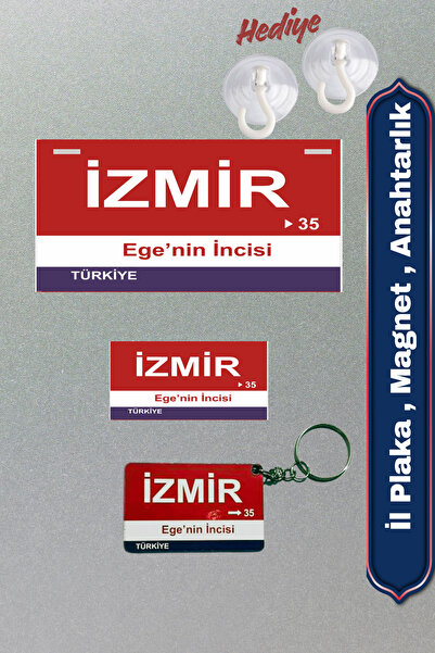 DURUSA "İzmir" Retro Plaka , Retro Magnet , Anahtarlık, 3mm MDF , Dekoratif D...