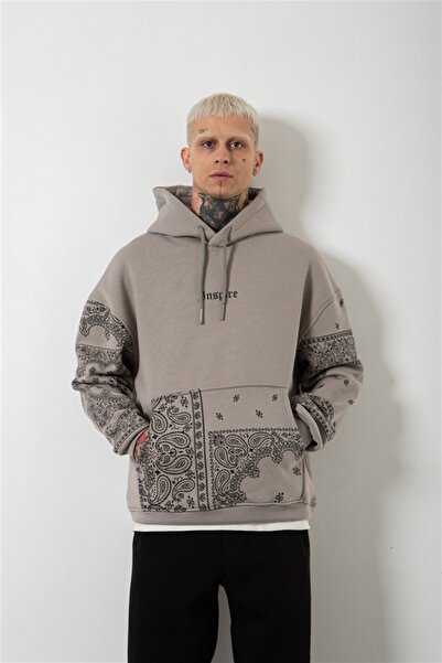 Machinist oversized Inspire με τύπωμα με κουκούλα Φούτερ ICE GREY