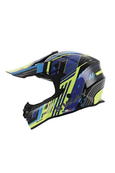 Sway Meteor Full Face Tam Korumalı Kask (L/59-60cm) Sarı - Mavi