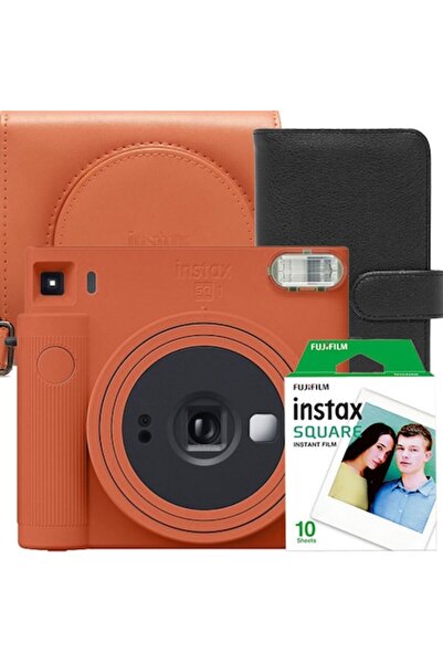Fujifilm Instax SQ1 Instant Camera Set Terracotta Orange with case, black album and SQ photo paper