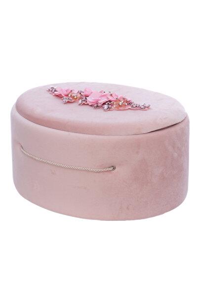 Recostore Cutie ovala buretata pentru transport trusou, roz pudrat, 42x23 cm,...