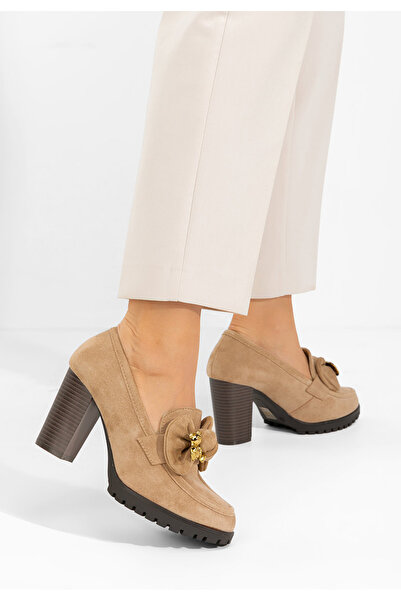 B T Shoes Pantofi cu toc gros Issia bej