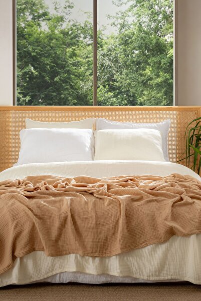 MYLASA HOME Müslin Yatak Örtüsü Ultra Yumuşak Yüksek Kaliteli 4 Kat Muslin Pike (Tek Kişilik (240x280 cm)