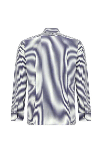 Abdullah Kiğılı Long Sleeve Regular Fit Button-Down Collar Striped Cotton Shirt