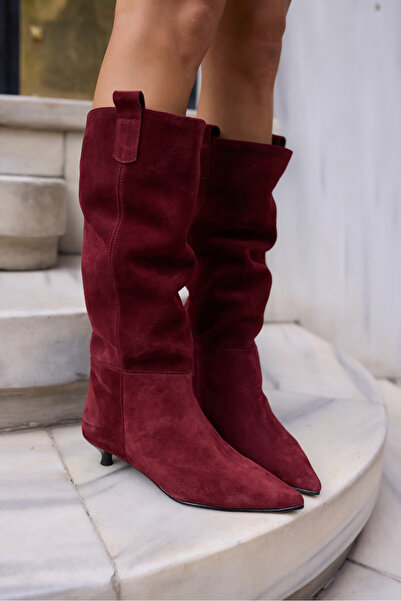 ANGELİNA JONES MARCELİ DÁMSKÉ BOTY V BARVĚ VÍNOVÉHO SEMIŠU BEZ PODŠÍVKY