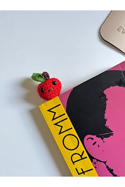 sumicorn Sevimli Elma Amigurumi Örgü Kitap Ayracı,Kitap Aksesuarı,Kitap Severler için Hediye