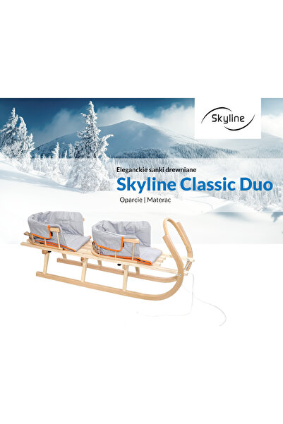 Other Wooden sled large two-person duo twin tandem with mattress belts PL