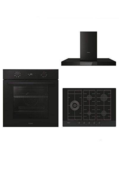 Haier 3'LÜ ANKASTRE SET FIRIN+5 GÖZLÜ OCAK+90 CM DAVLUMBAZ SİYAH (H6ID2P3T1HTB-HAVG7WL4HB-HATS9DCS56B)