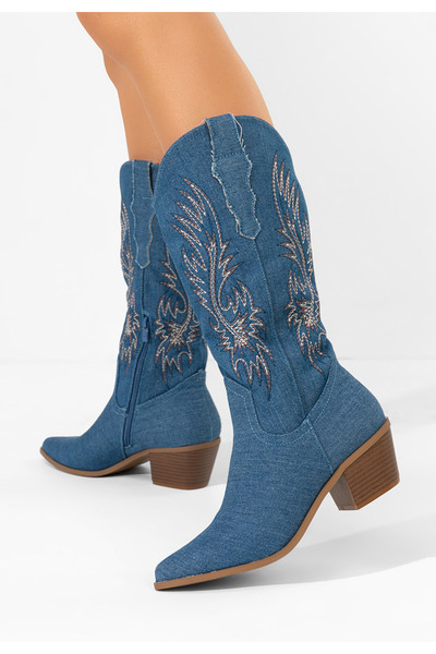 B T Shoes Cizme cowboy damă Tivaria denim