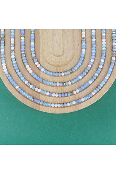 Prestij Boncuk Mărgele de cristal 4 MM Tonuri mixte de albastru moale